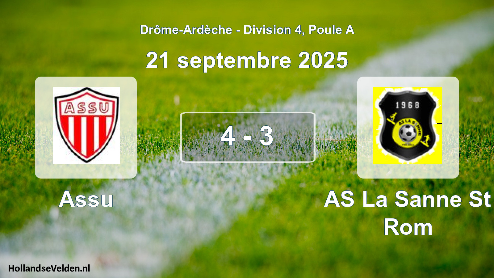 Gespeelde wedstrijd: Assu - AS La Sanne St Rom 4 - 3 (21 september 2025)
