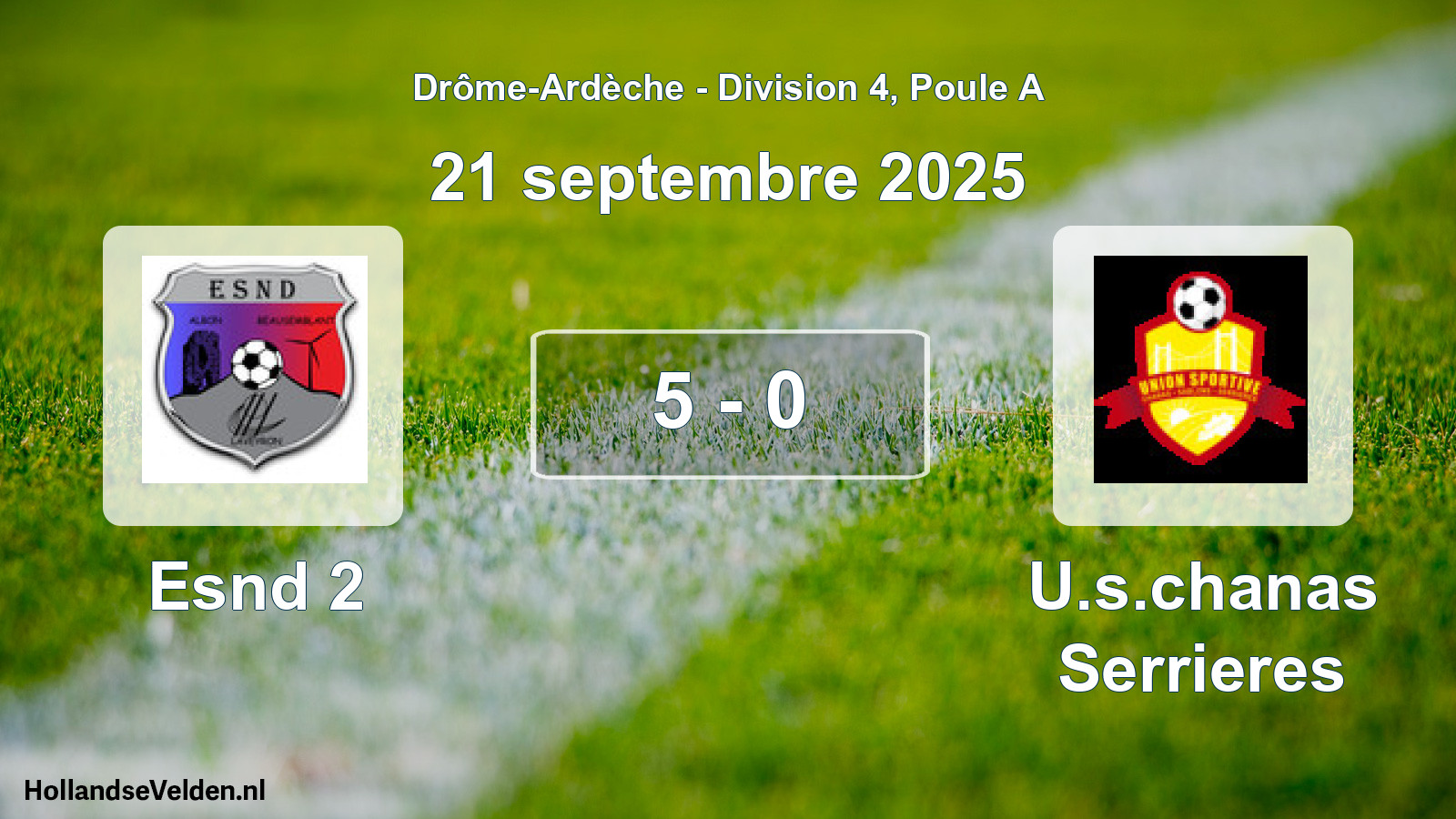 Gespeelde wedstrijd: Esnd 2 - U.s.chanas Serrieres 5 - 0 (21 september 2025)