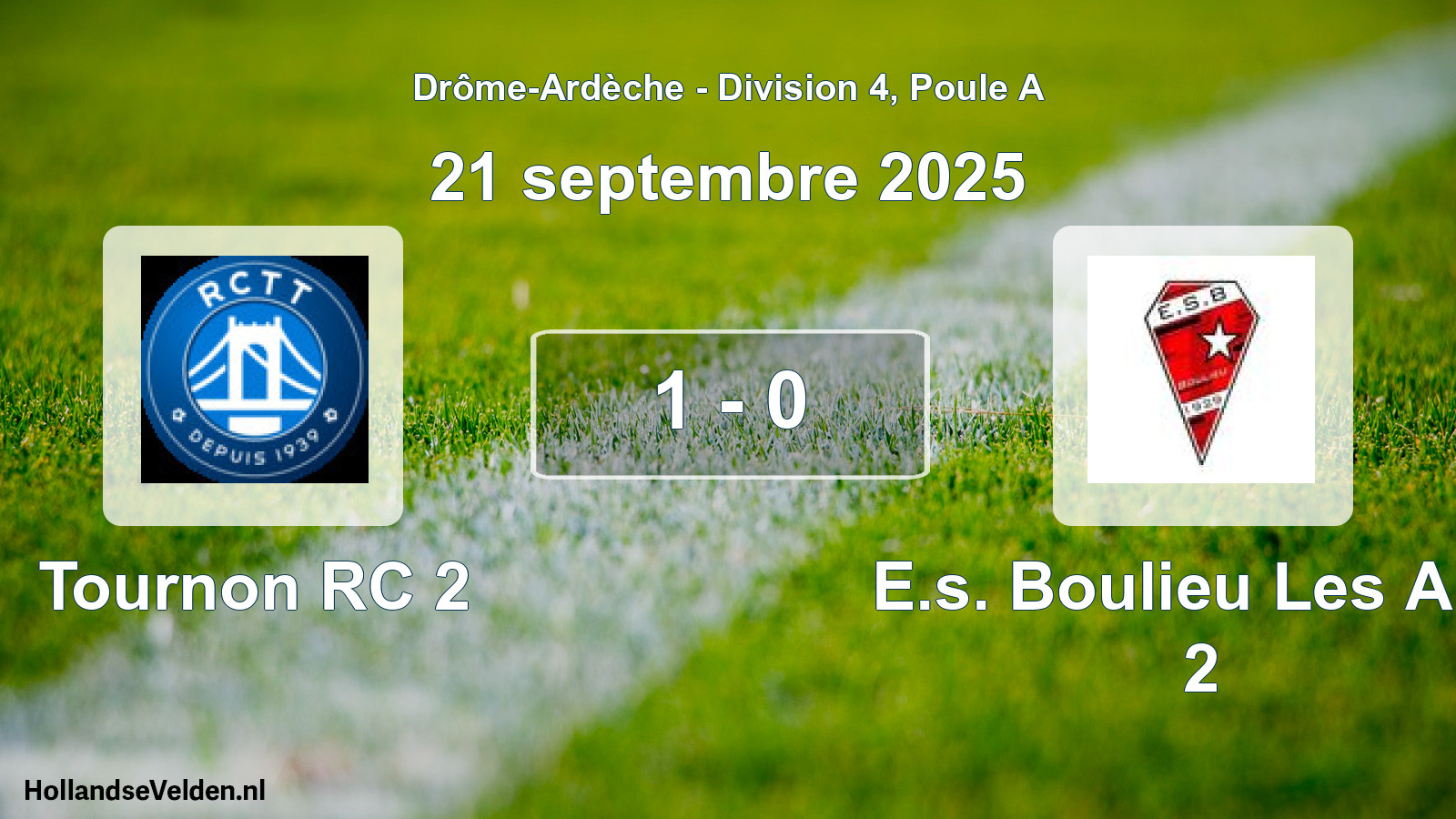 Gespeelde wedstrijd: Tournon RC 2 - E.s. Boulieu Les Ann 2 1 - 0 (21 september 2025)