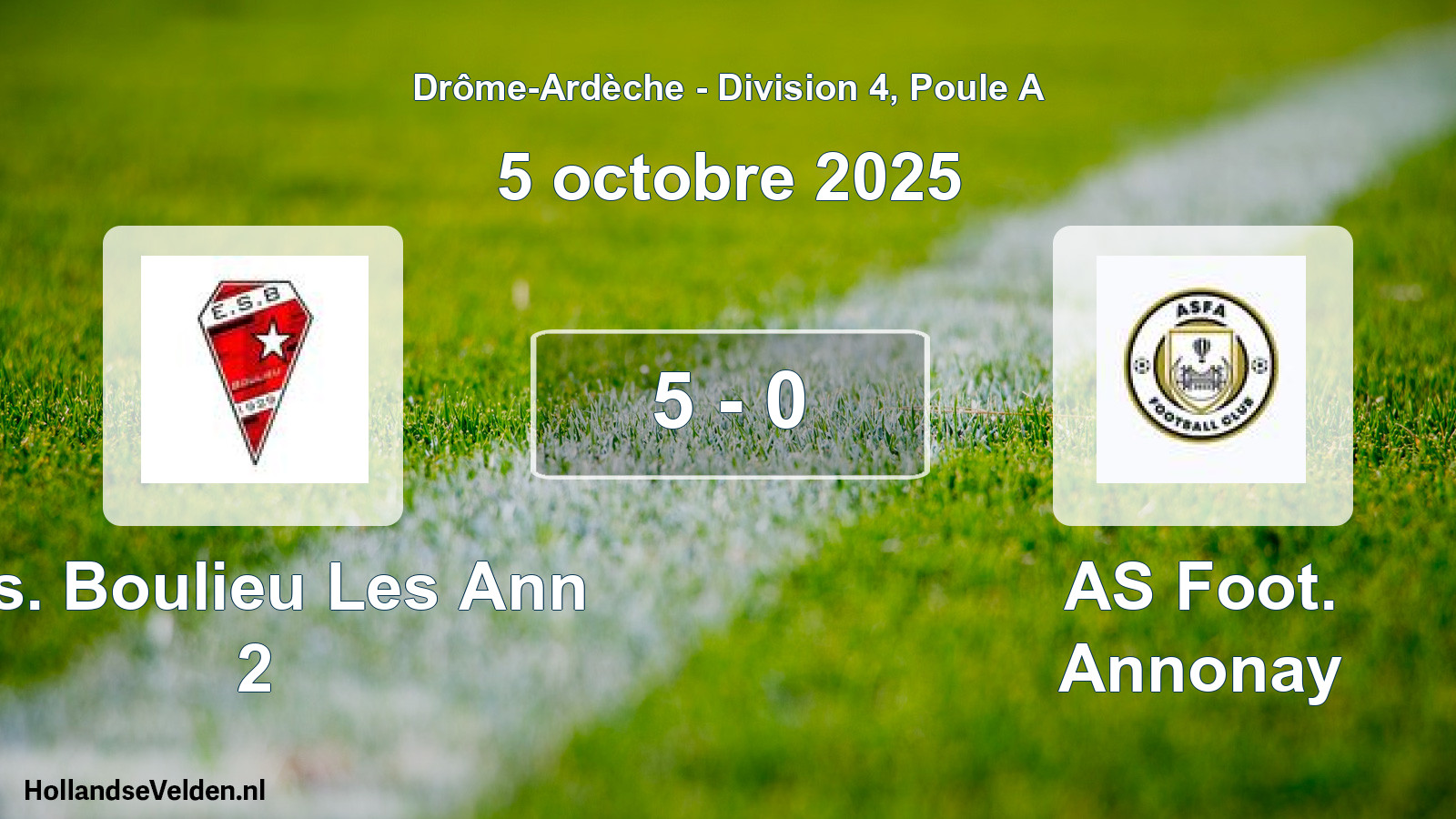 Gespeelde wedstrijd: E.s. Boulieu Les Ann 2 - AS Foot. Annonay 5 - 0 (5 oktober 2025)