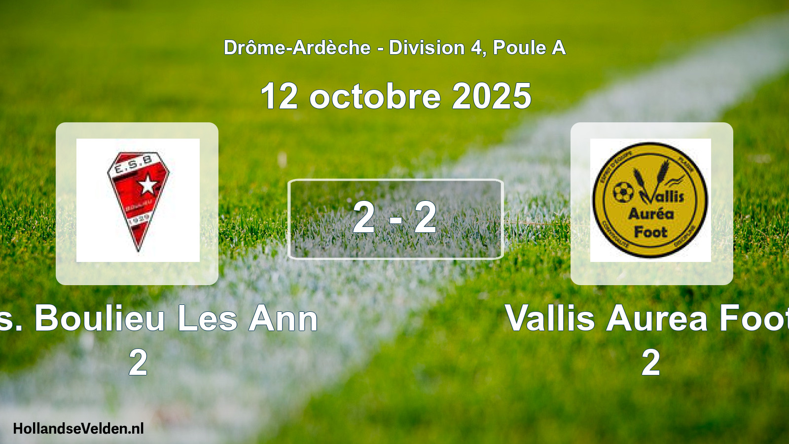 Gespeelde wedstrijd: E.s. Boulieu Les Ann 2 - Vallis Aurea Foot 2 2 - 2 (12 oktober 2025)