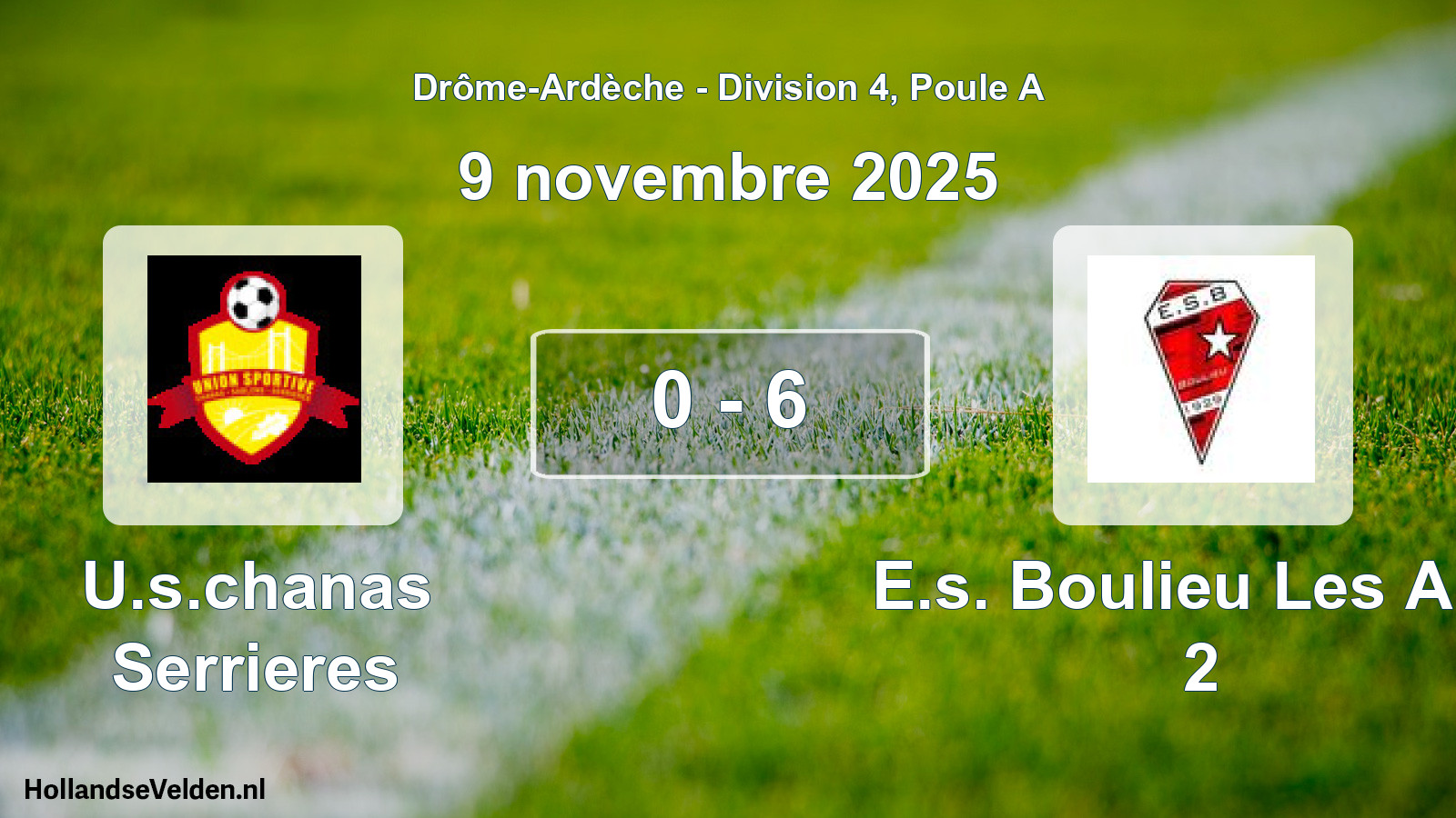 Gespeelde wedstrijd: U.s.chanas Serrieres - E.s. Boulieu Les Ann 2 0 - 6 (9 november 2025)