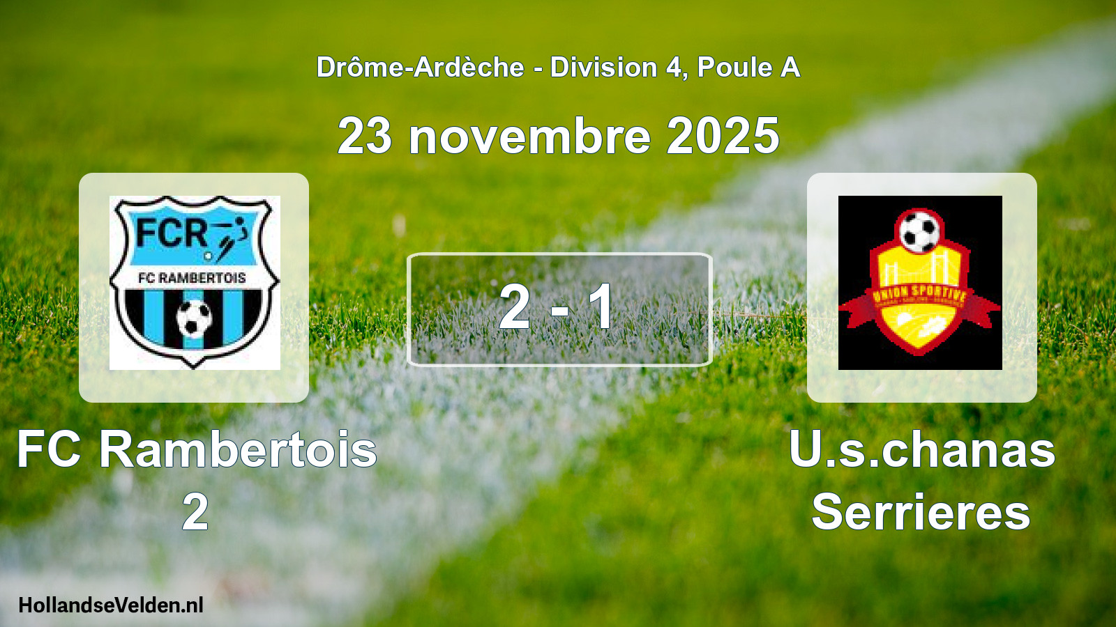 Gespeelde wedstrijd: FC Rambertois 2 - U.s.chanas Serrieres 2 - 1 (23 november 2025)