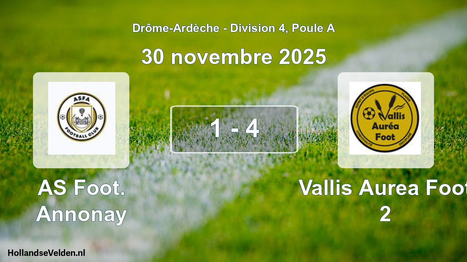 Gespeelde wedstrijd: AS Foot. Annonay - Vallis Aurea Foot 2 1 - 4 (30 november 2025)