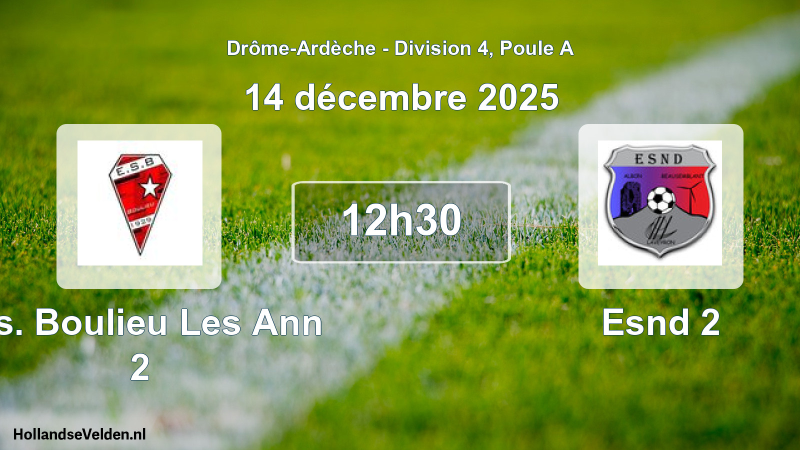 Geplande wedstrijd: E.s. Boulieu Les Ann 2 - Esnd 2 (14 december 2025)