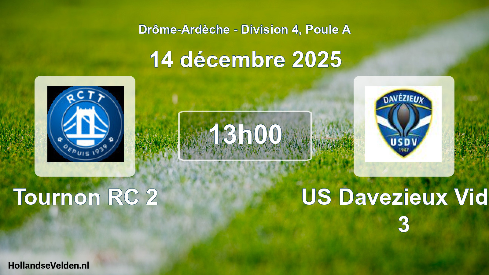 Geplande wedstrijd: Tournon RC 2 - US Davezieux Vidal 3 (14 december 2025)