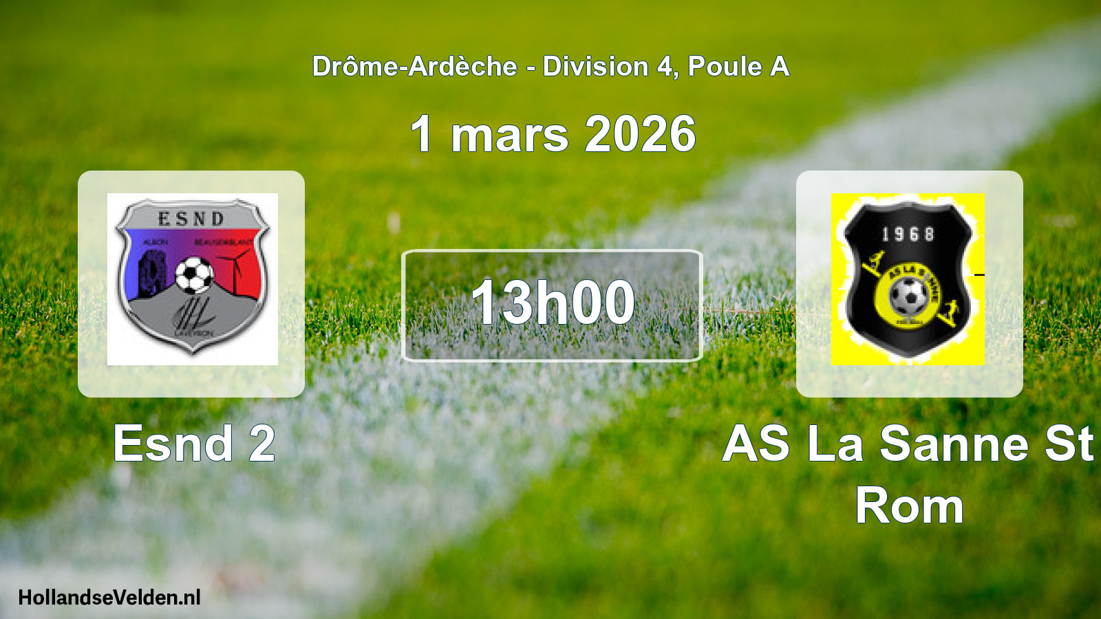 Scheduled Match: Esnd 2 - AS La Sanne St Rom (1 March 2026)