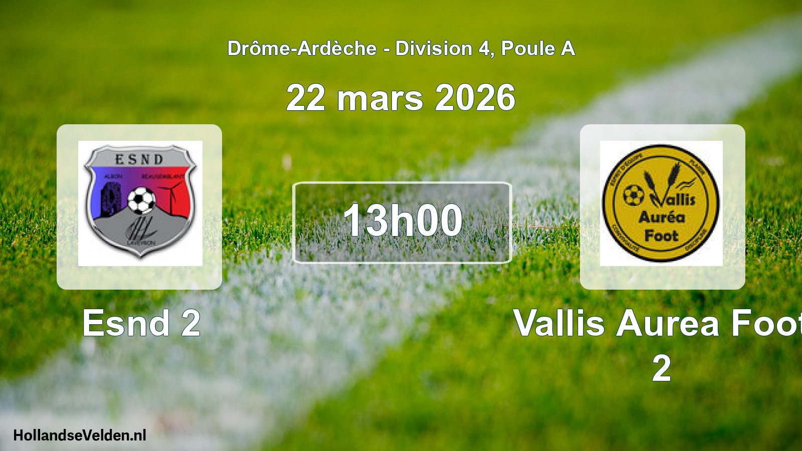 Geplande wedstrijd: Esnd 2 - Vallis Aurea Foot 2 (22 maart 2026)