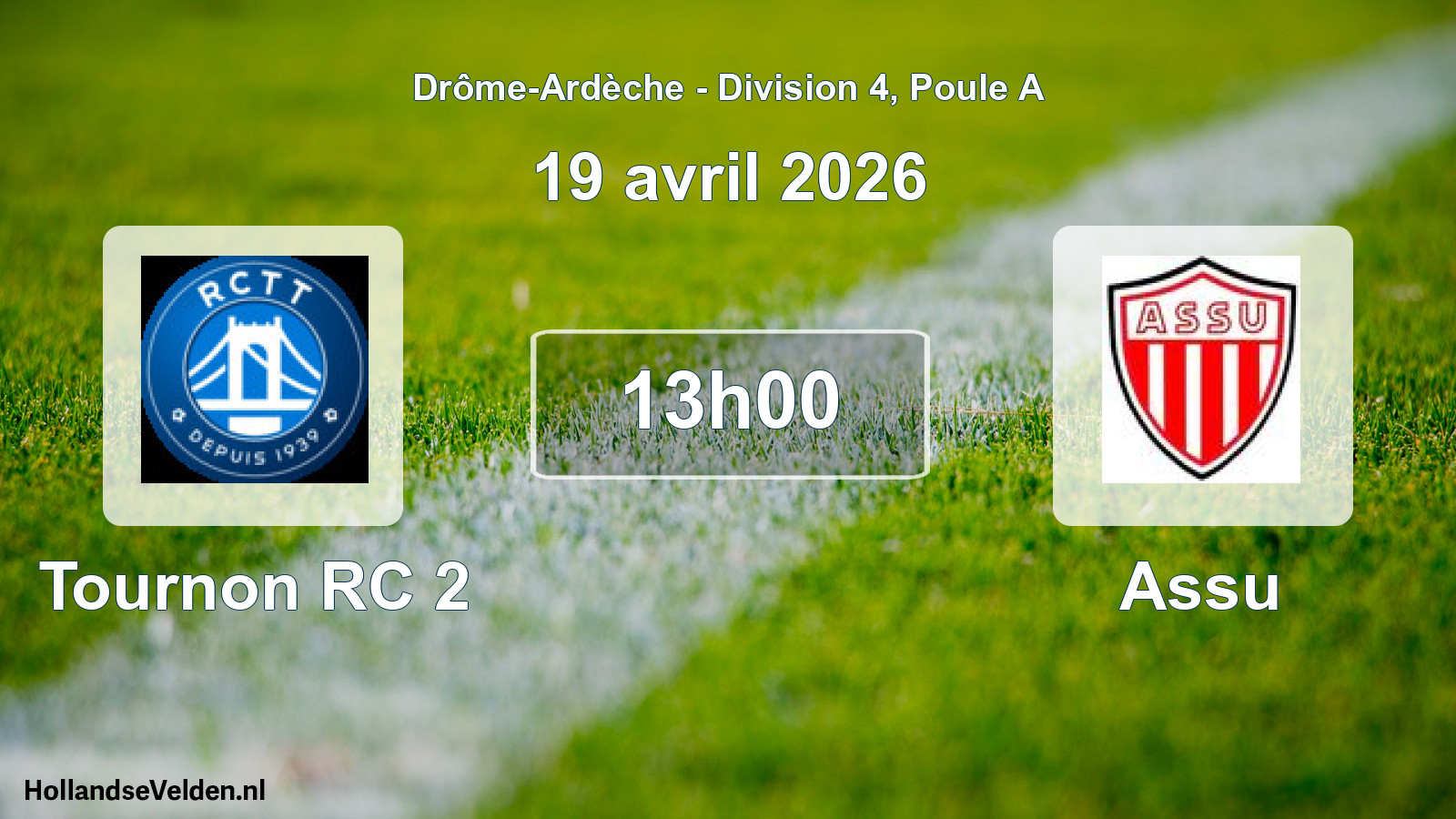 Geplande wedstrijd: Tournon RC 2 - Assu (19 april 2026)