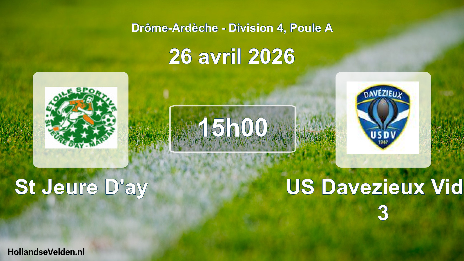 Geplande wedstrijd: St Jeure D'ay - US Davezieux Vidal 3 (26 april 2026)