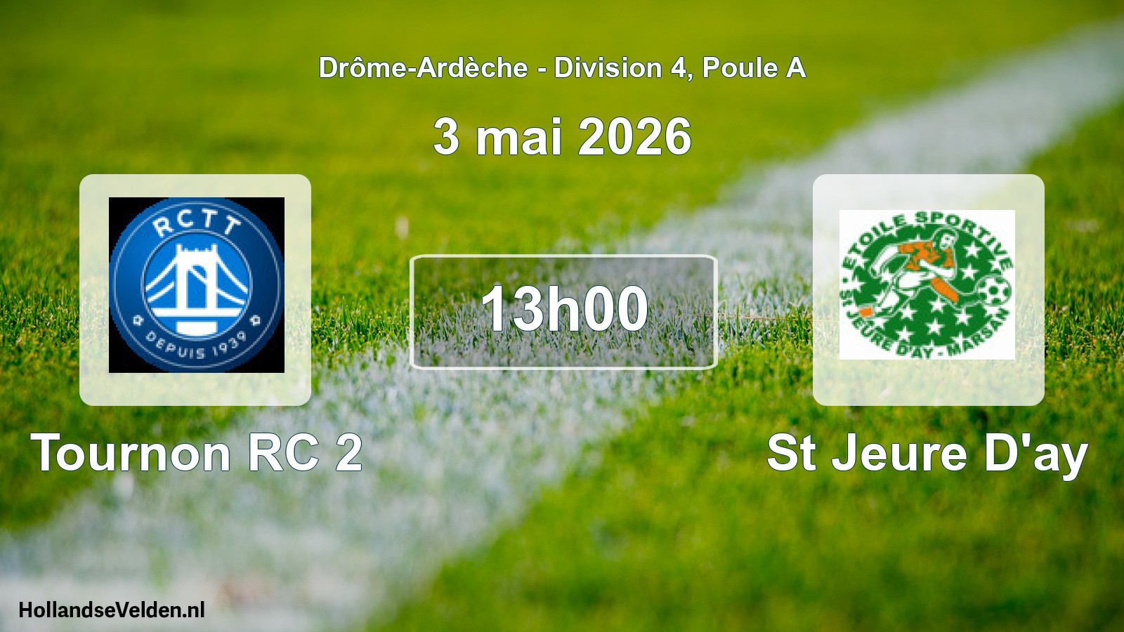 Geplande wedstrijd: Tournon RC 2 - St Jeure D'ay (3 mei 2026)