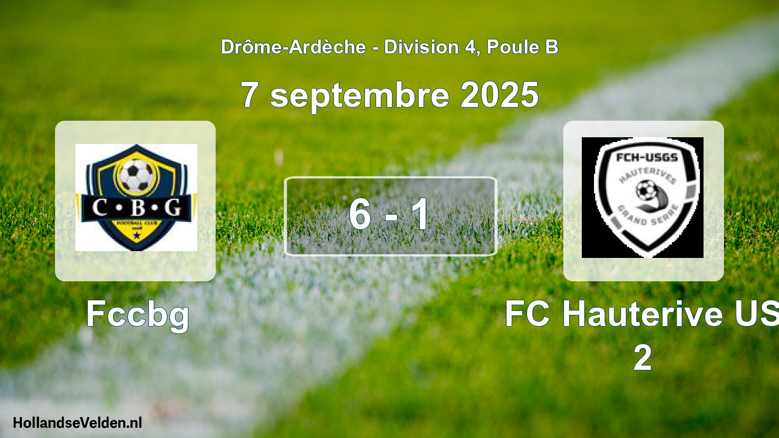 Gespeelde wedstrijd: Fccbg - FC Hauterive US 2 6 - 1 (7 september 2025)