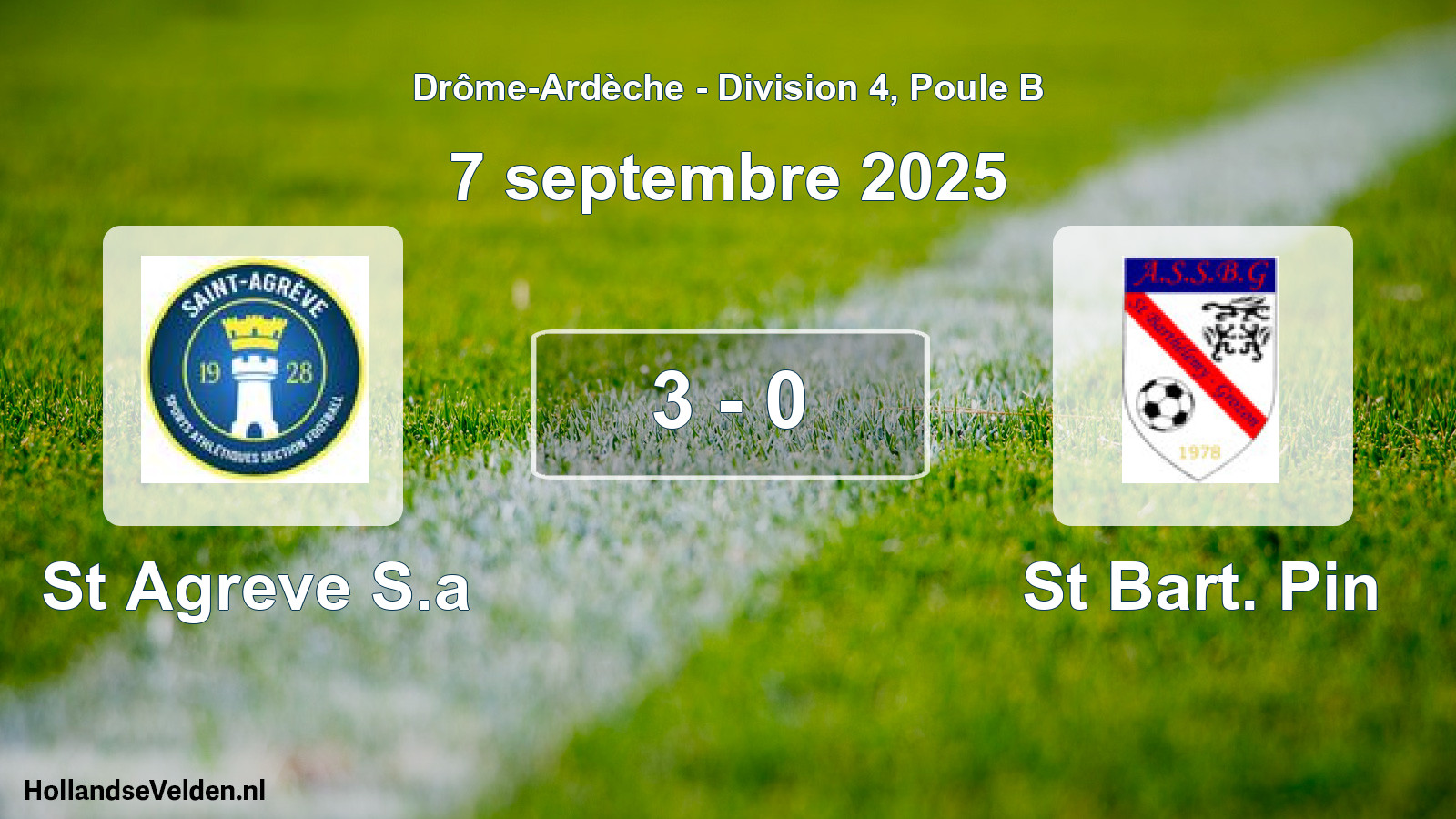 Gespeelde wedstrijd: St Agreve S.a - St Bart. Pin 3 - 0 (7 september 2025)