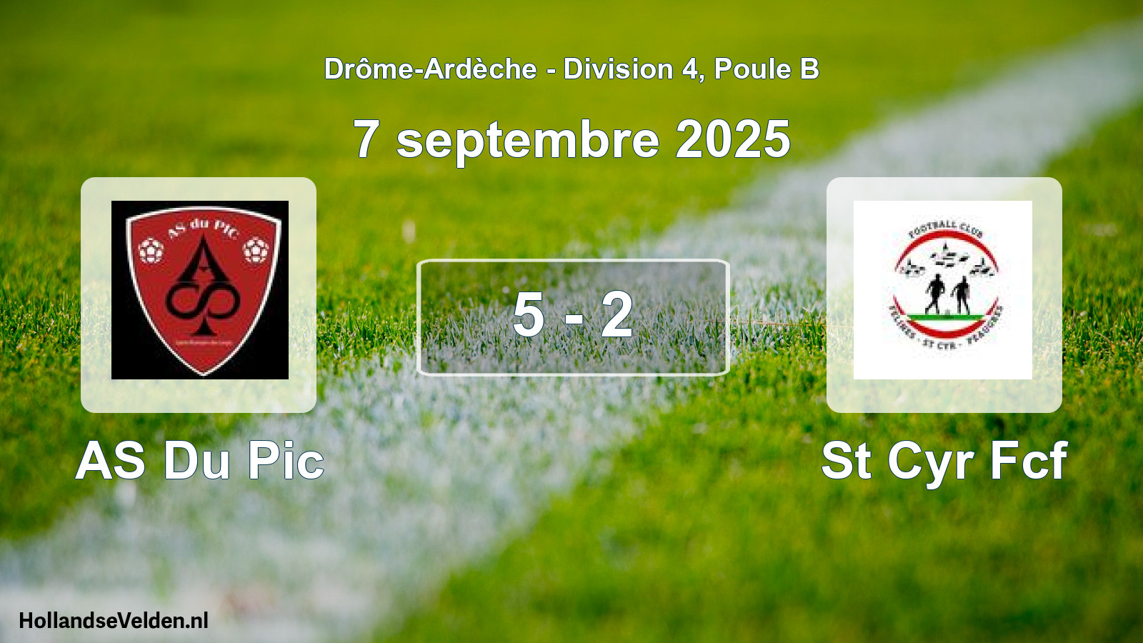 Match joué: AS Du Pic - St Cyr Fcf 5 - 2 (7 septembre 2025)