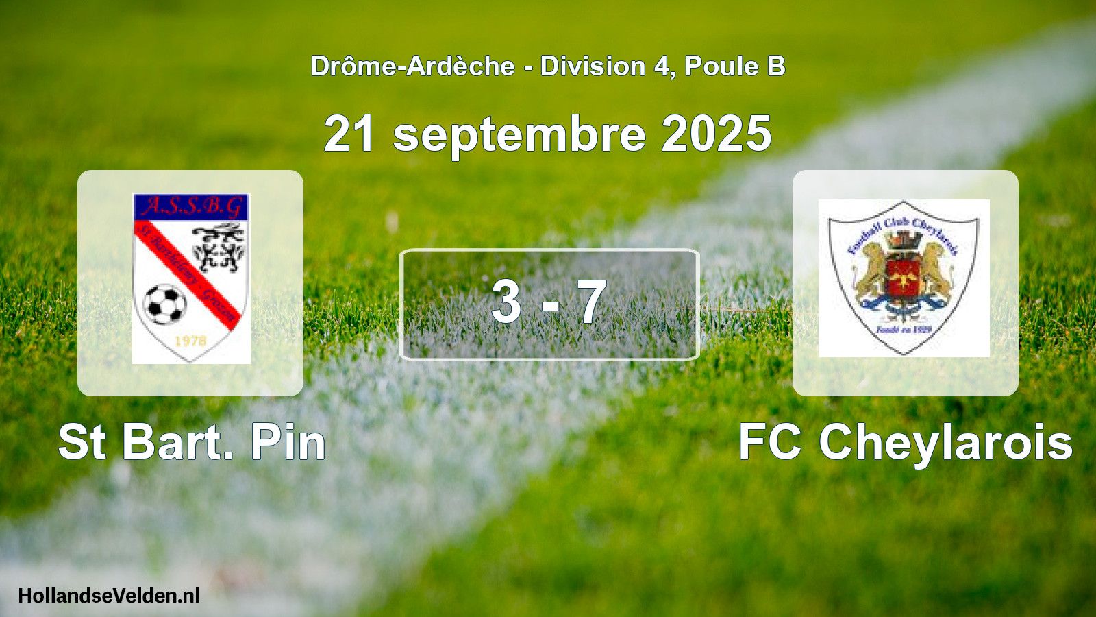 Total number of matches played: St Bart. Pin - FC Cheylarois 3 - 7 (21 September 2025)
