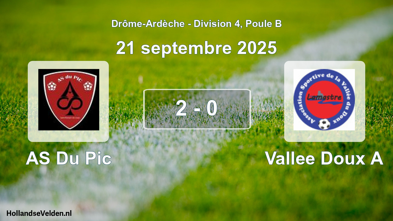 Gespeelde wedstrijd: AS Du Pic - Vallee Doux A 2 - 0 (21 september 2025)