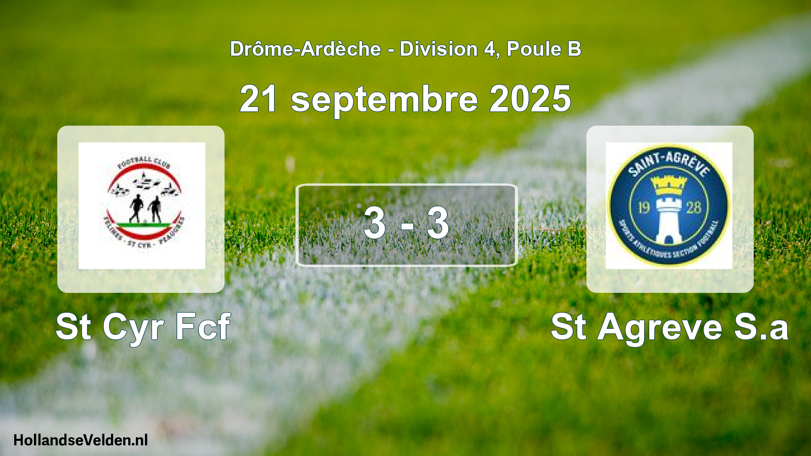 Match joué: St Cyr Fcf - St Agreve S.a 3 - 3 (21 septembre 2025)