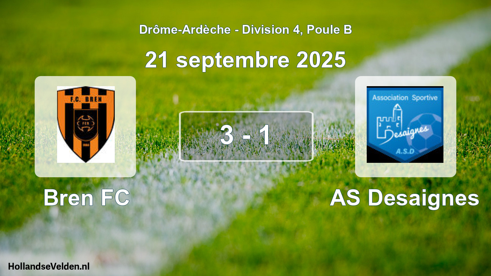 Gespeelde wedstrijd: Bren FC - AS Desaignes 3 - 1 (21 september 2025)