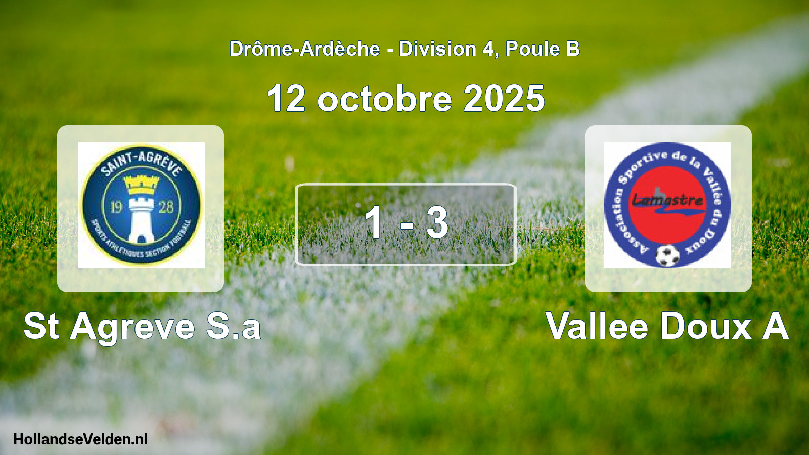 Gespeelde wedstrijd: St Agreve S.a - Vallee Doux A 1 - 3 (12 oktober 2025)