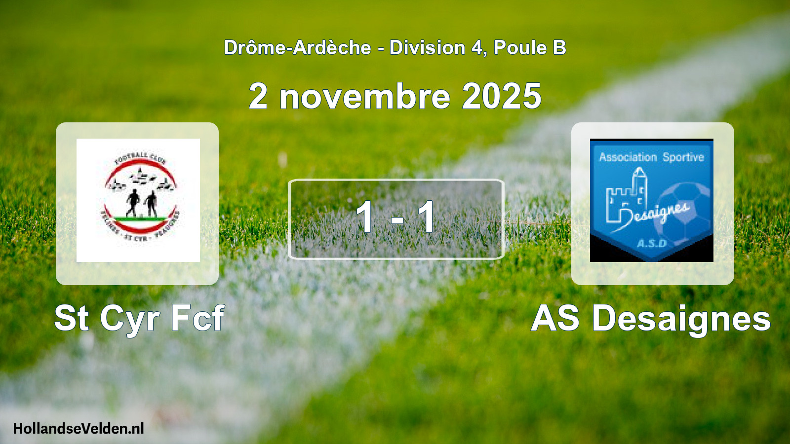 Gespeelde wedstrijd: St Cyr Fcf - AS Desaignes 1 - 1 (2 november 2025)