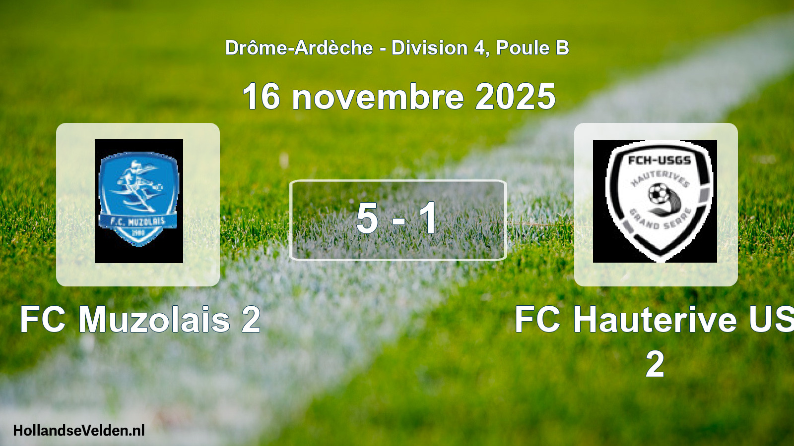 Gespeelde wedstrijd: FC Muzolais 2 - FC Hauterive US 2 5 - 1 (16 november 2025)