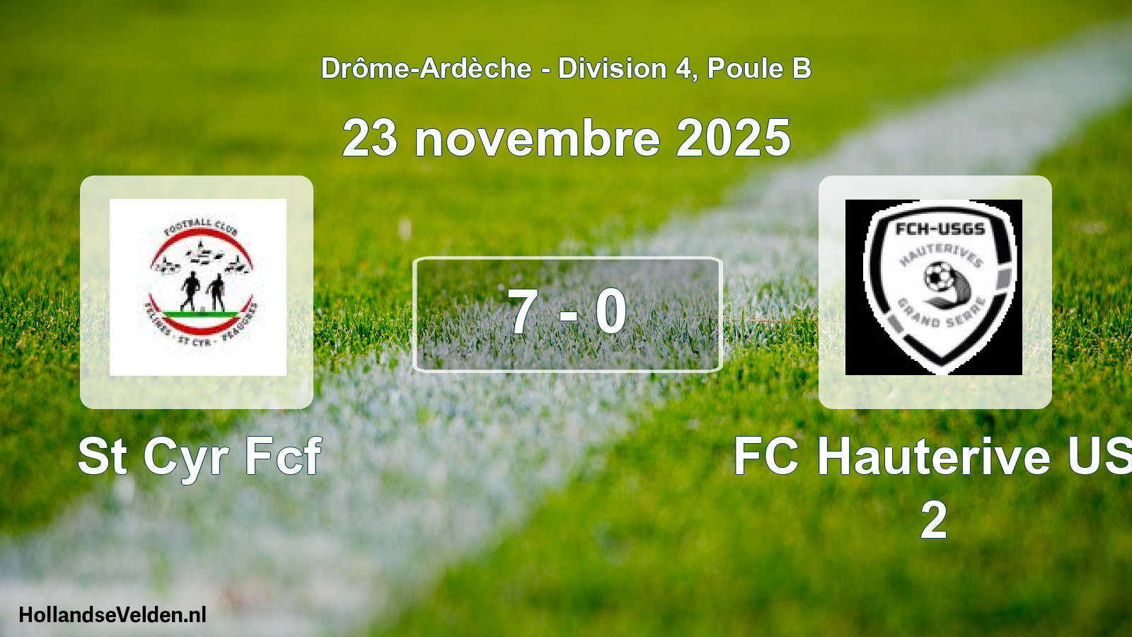 Match joué: St Cyr Fcf - FC Hauterive US 2 7 - 0 (23 novembre 2025)