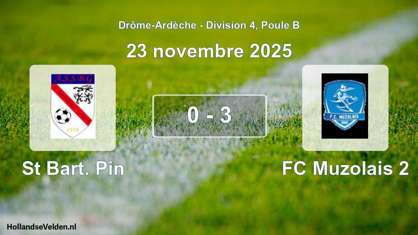 Gespeelde wedstrijd: St Bart. Pin - FC Muzolais 2 0 - 3 (23 november 2025)