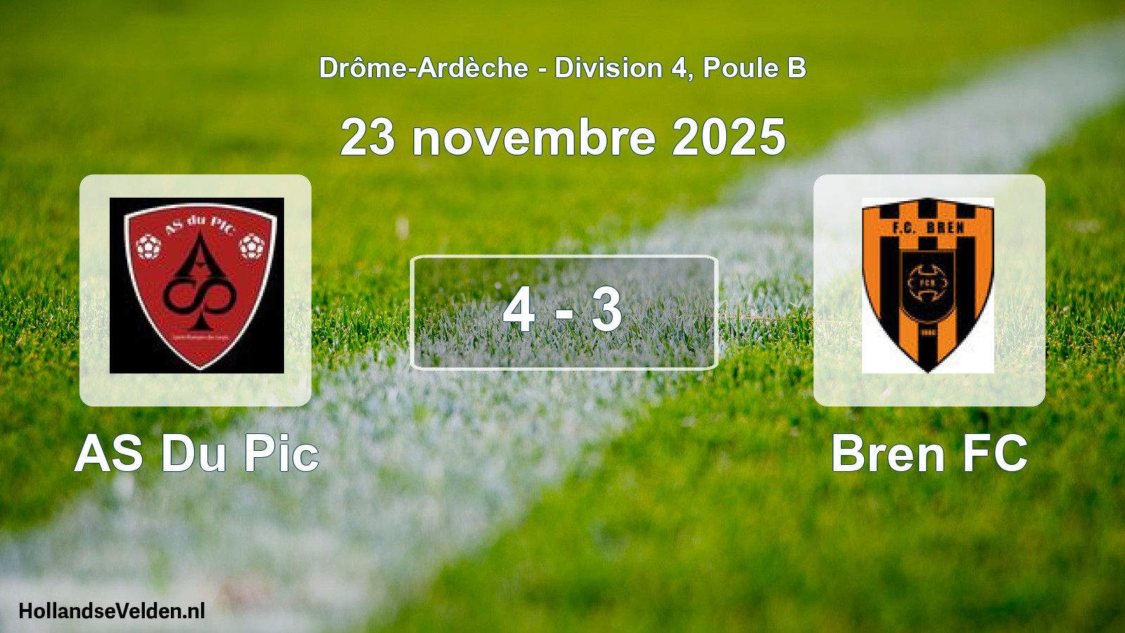 Gespeelde wedstrijd: AS Du Pic - Bren FC 4 - 3 (23 november 2025)