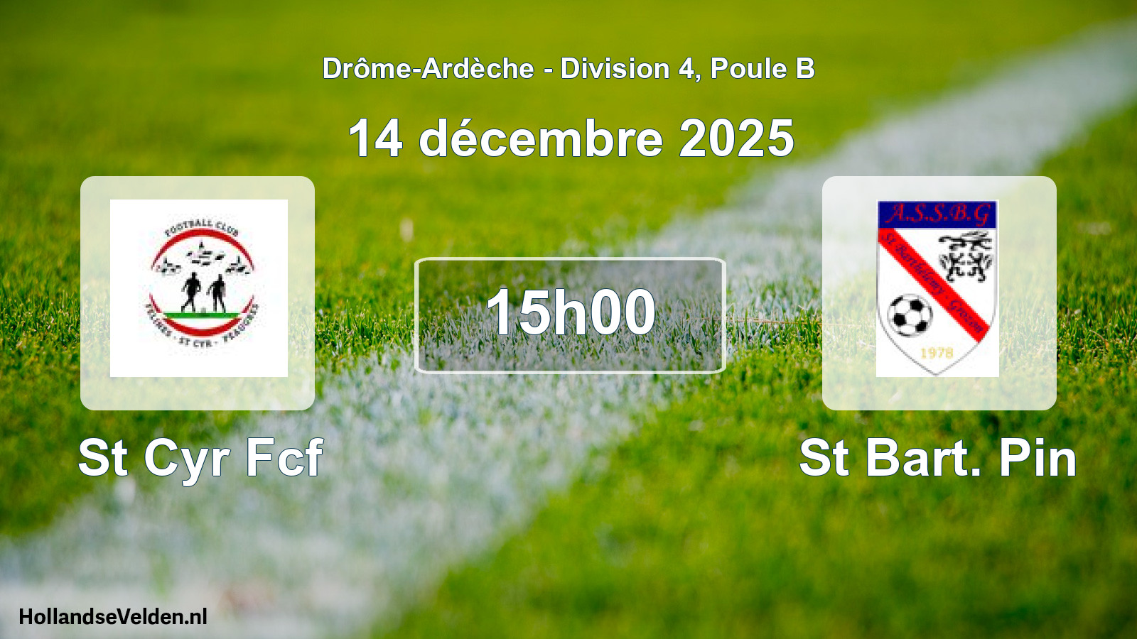 Geplande wedstrijd: St Cyr Fcf - St Bart. Pin (14 december 2025)