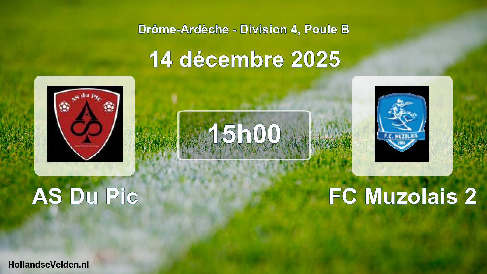 Geplande wedstrijd: AS Du Pic - FC Muzolais 2 (14 december 2025)