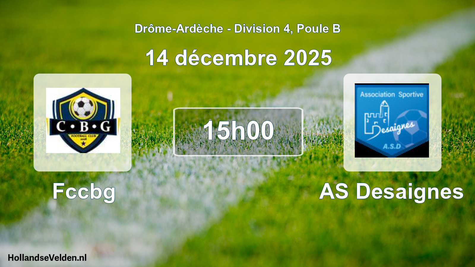 Geplande wedstrijd: Fccbg - AS Desaignes (14 december 2025)