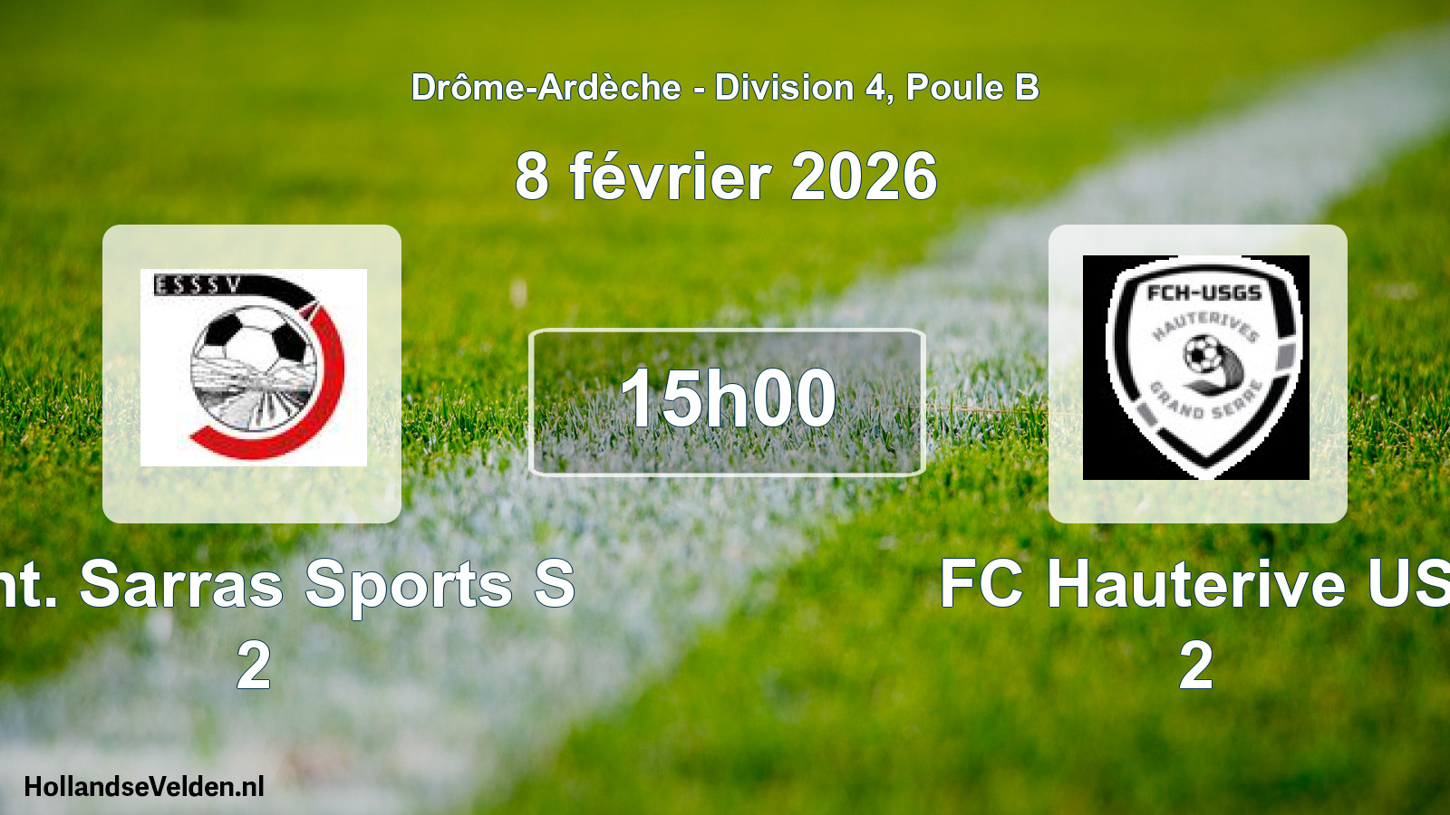Geplande wedstrijd: Ent. Sarras Sports S 2 - FC Hauterive US 2 (8 februari 2026)
