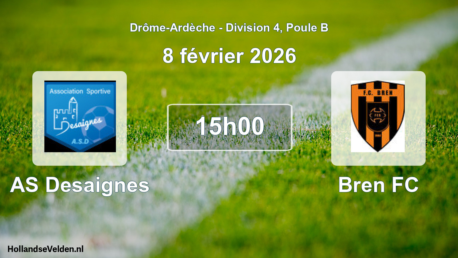 Geplande wedstrijd: AS Desaignes - Bren FC (8 februari 2026)