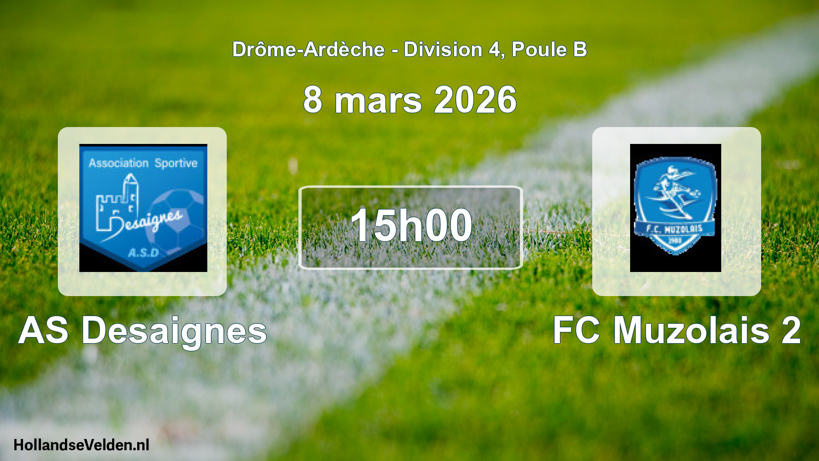 Geplande wedstrijd: AS Desaignes - FC Muzolais 2 (8 maart 2026)
