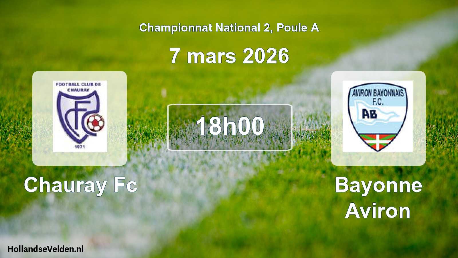 Geplande wedstrijd: Chauray Fc - Bayonne Aviron (7 mars 2026)