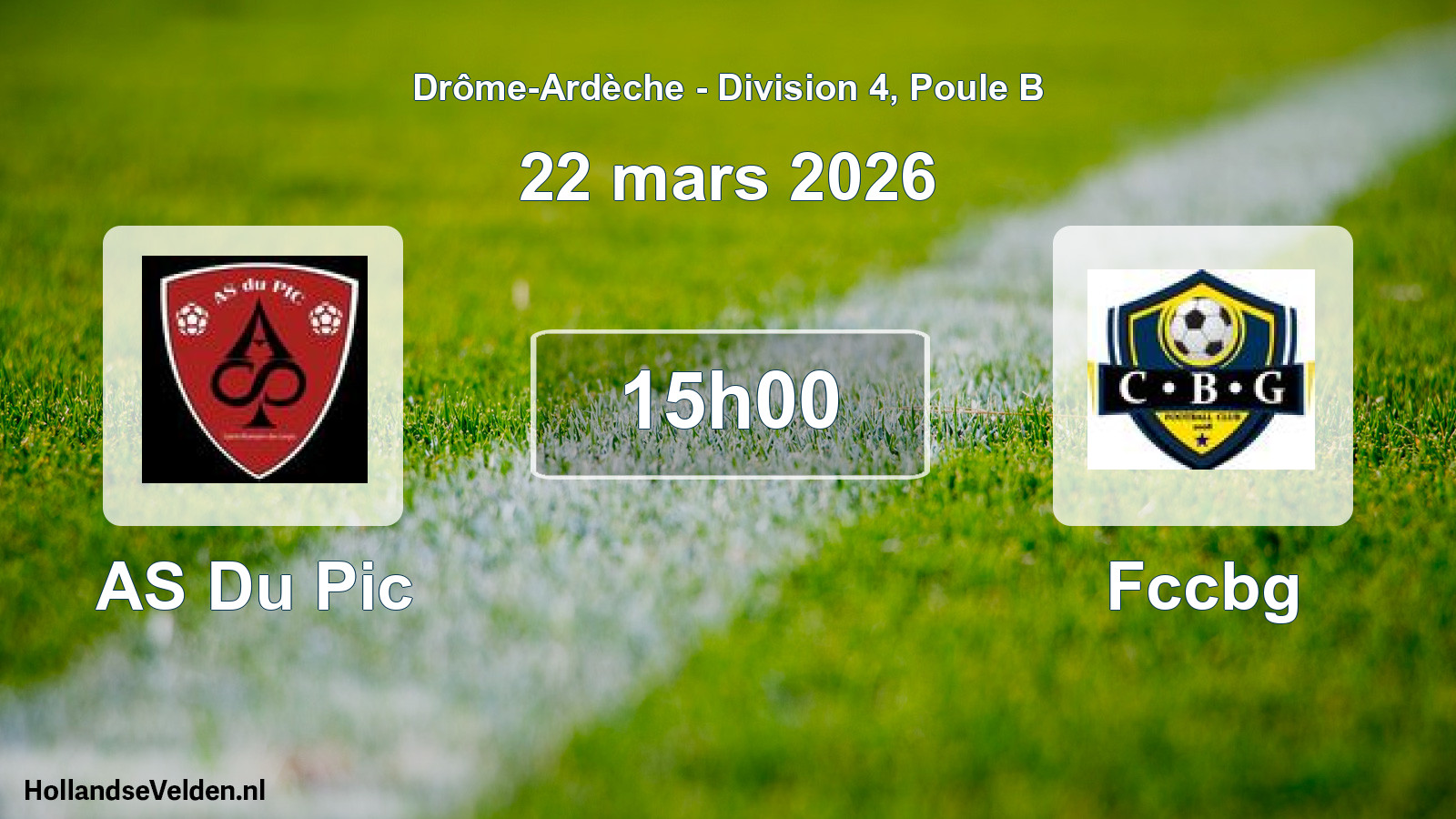 Match programmé: AS Du Pic - Fccbg (22 mars 2026)