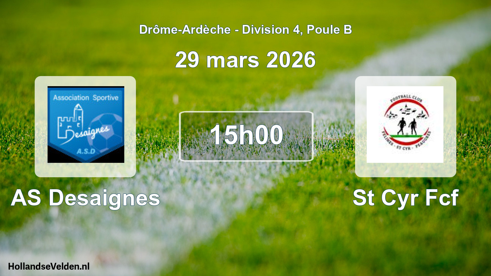 Match programmé: AS Desaignes - St Cyr Fcf (29 mars 2026)