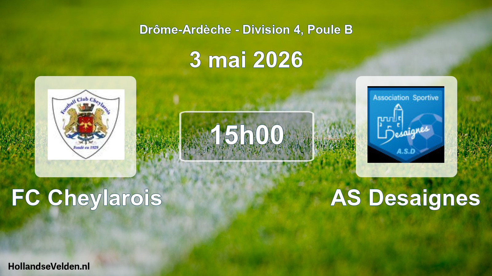 Match programmé: FC Cheylarois - AS Desaignes (3 mai 2026)