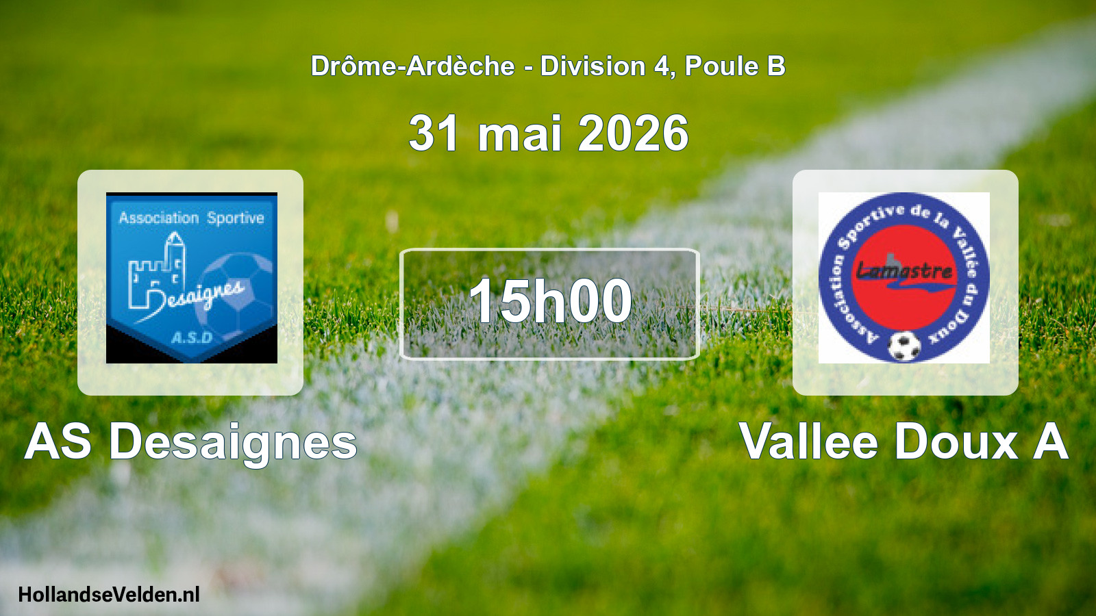 Geplande wedstrijd: AS Desaignes - Vallee Doux A (31 mei 2026)