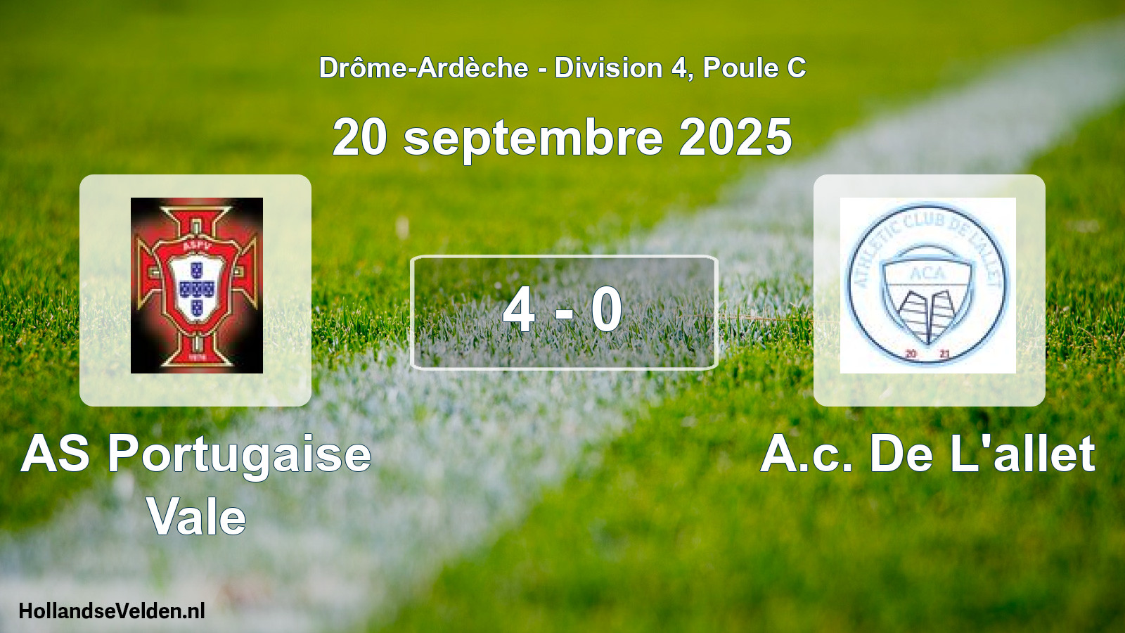Total number of matches played: AS Portugaise Vale - A.c. De L'allet 4 - 0 (20 September 2025)