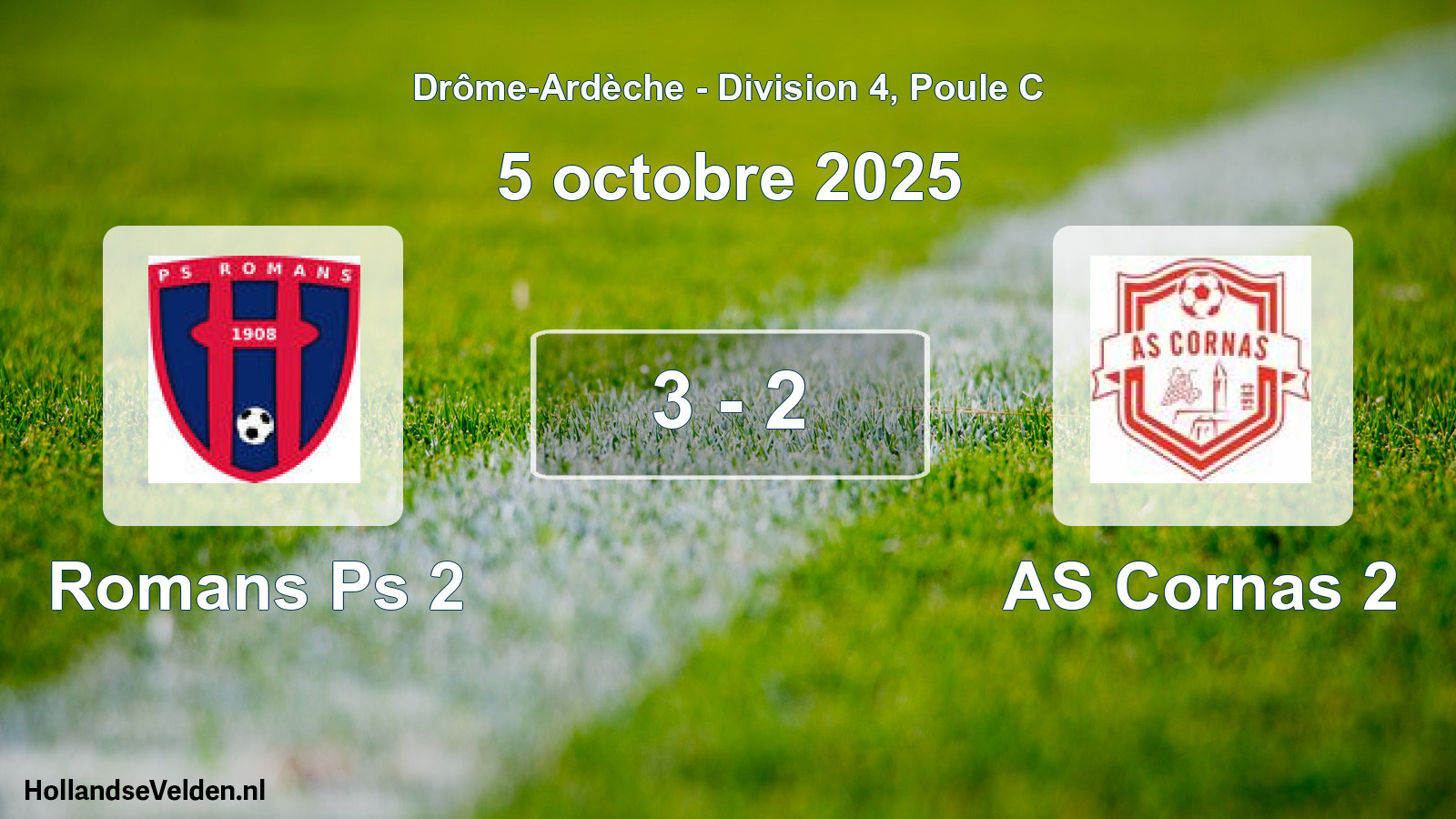 Match joué: Romans Ps 2 - AS Cornas 2 3 - 2 (5 octobre 2025)