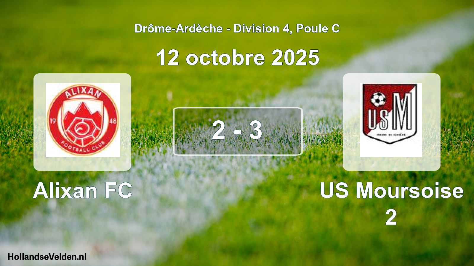 Gespeelde wedstrijd: Alixan FC - US Moursoise 2 2 - 3 (12 oktober 2025)