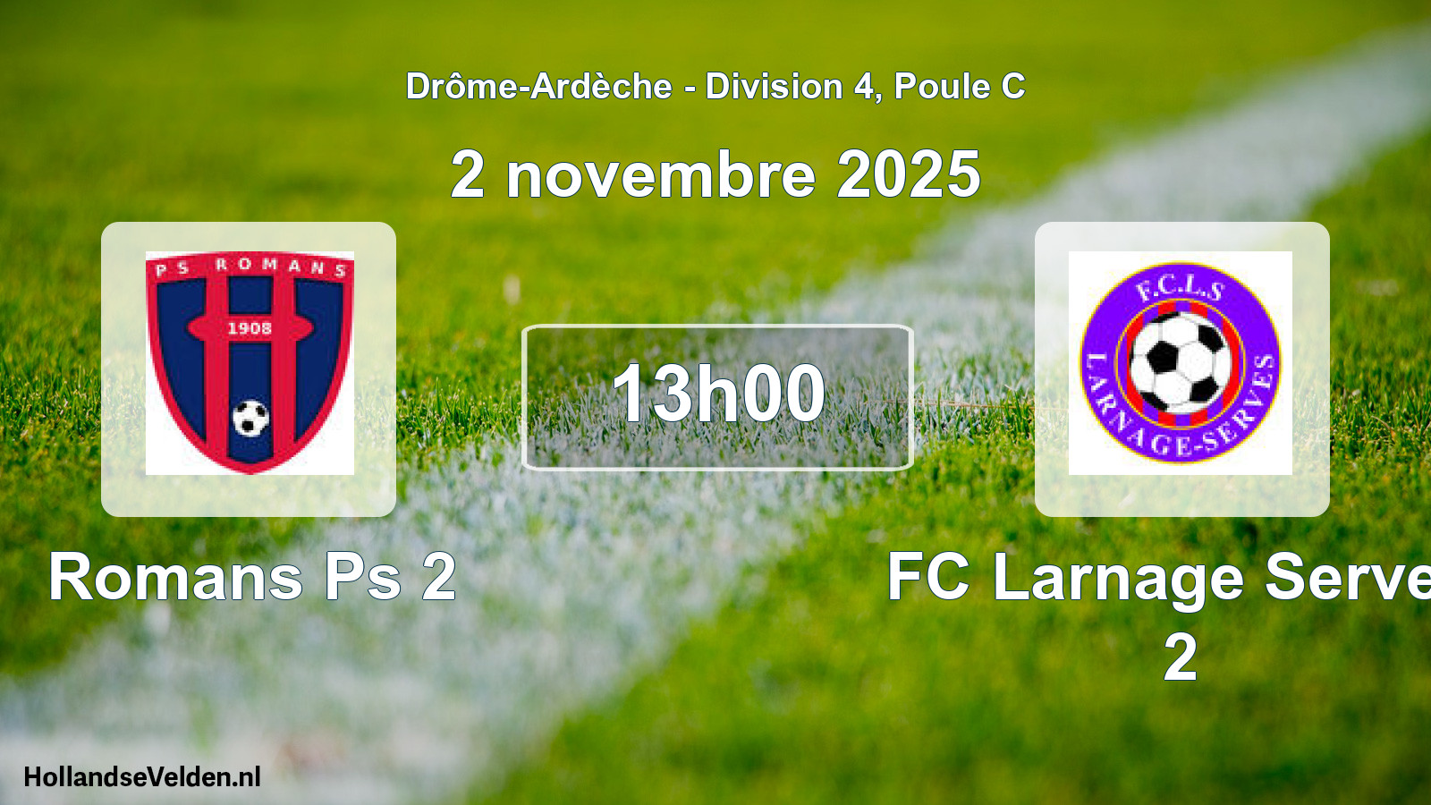 Geplande wedstrijd: Romans Ps 2 - FC Larnage Serves 2 (2 november 2025)