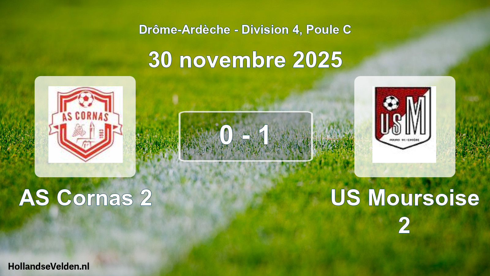 Gespeelde wedstrijd: AS Cornas 2 - US Moursoise 2 0 - 1 (30 november 2025)