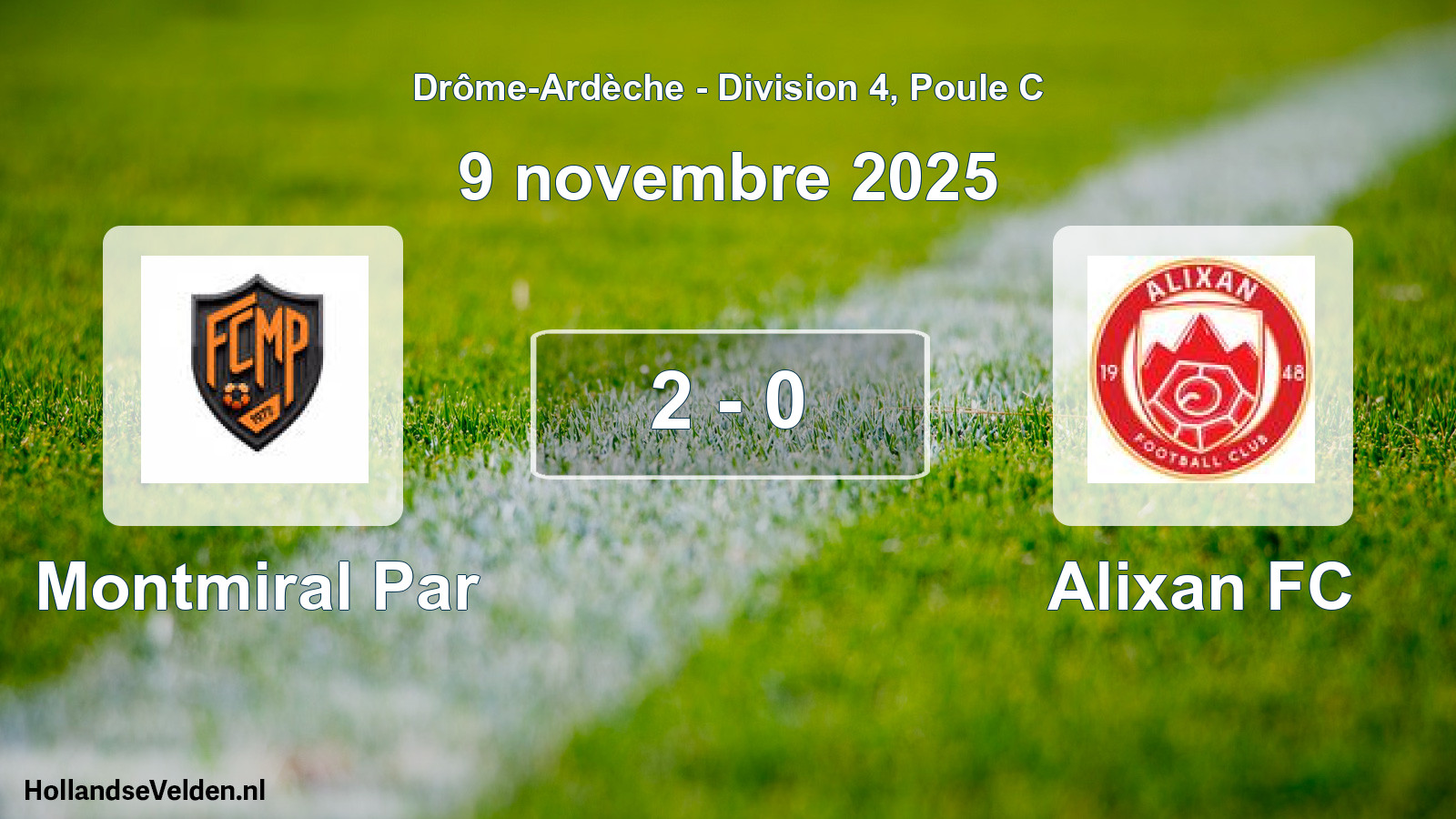 Total number of matches played: Montmiral Par - Alixan FC 2 - 0 (9 November 2025)