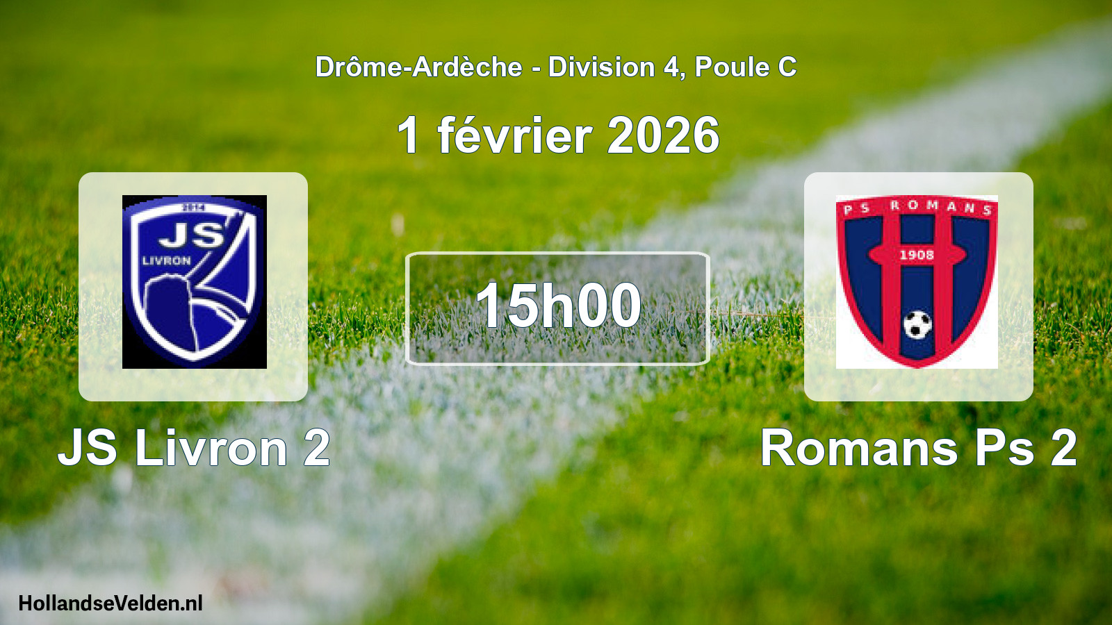 Geplande wedstrijd: JS Livron 2 - Romans Ps 2 (1 februari 2026)