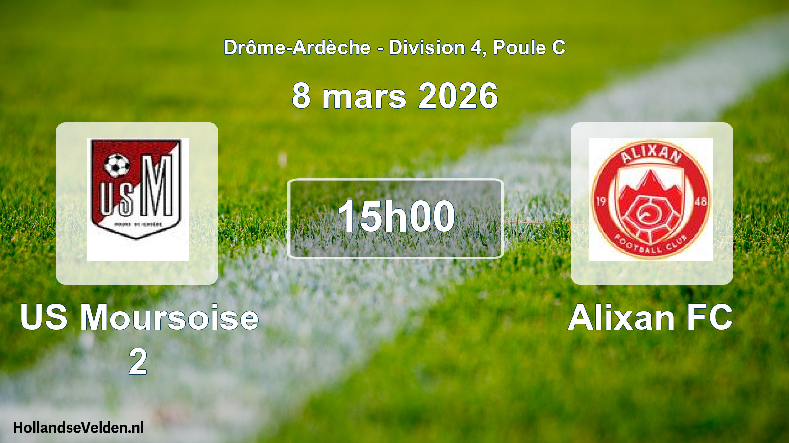 Geplande wedstrijd: US Moursoise 2 - Alixan FC (8 maart 2026)