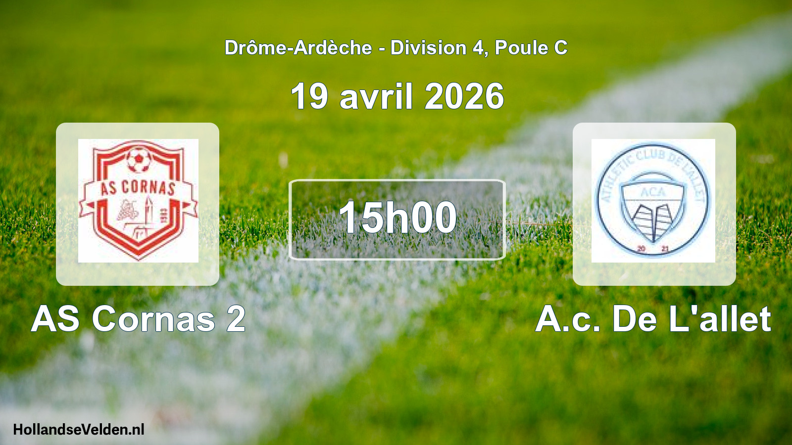 Geplande wedstrijd: AS Cornas 2 - A.c. De L'allet (19 april 2026)