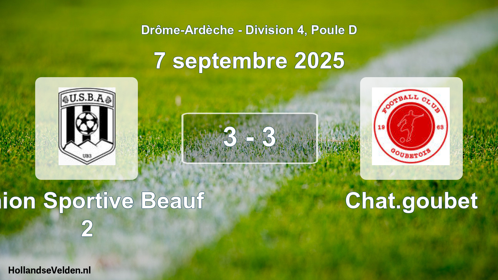 Gespeelde wedstrijd: Union Sportive Beauf 2 - Chat.goubet 3 - 3 (7 september 2025)