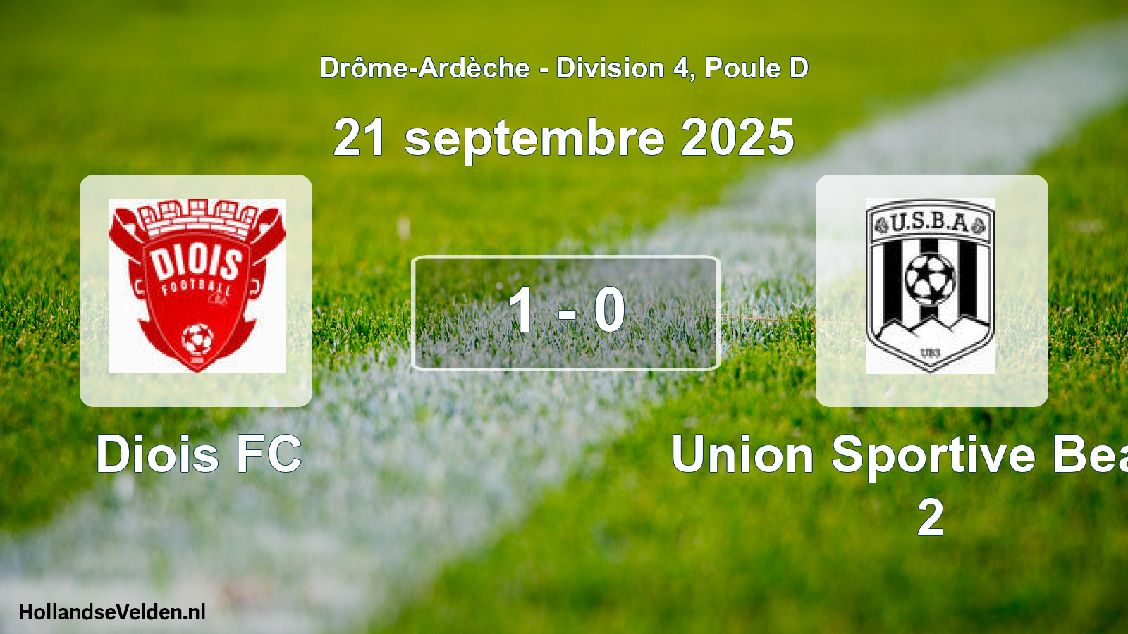 Gespeelde wedstrijd: Diois FC - Union Sportive Beauf 2 1 - 0 (21 september 2025)
